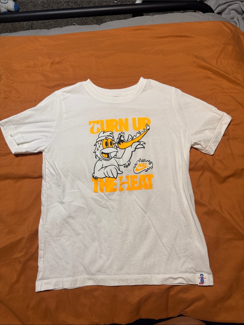 Nike White Graphic Logo Tee with Gray Print